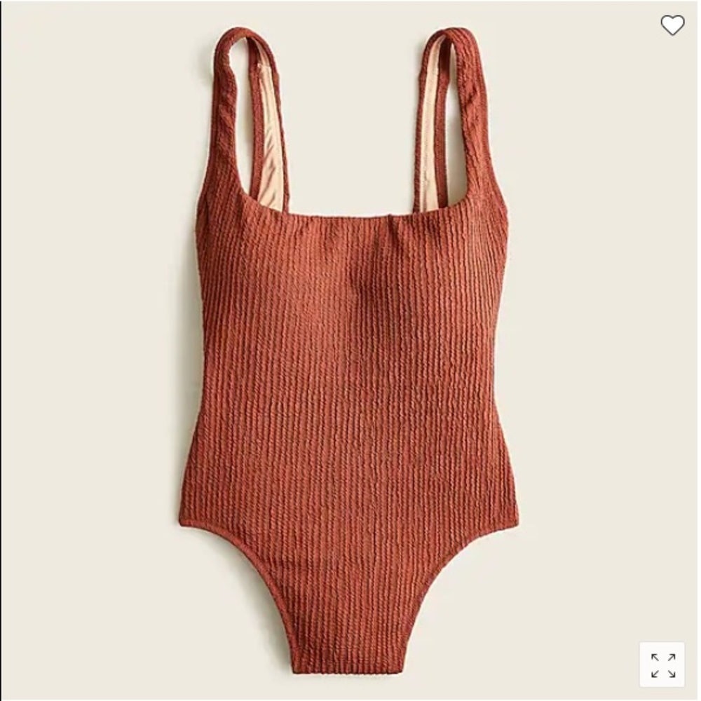 Jcrew Textured square neck One-Piece Swimsuit, Clay Tile, NWT 0 Long Torso